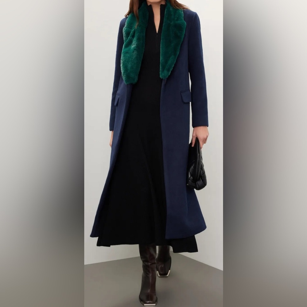 Marina Moscone - Faux Fur Collar Coat